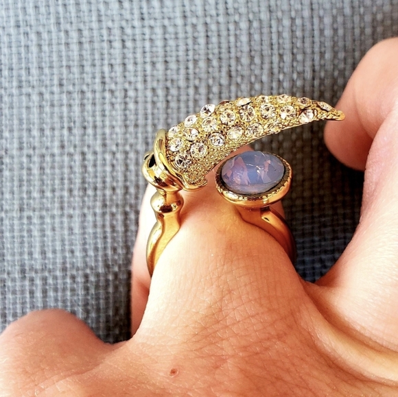 New Faceted Opal and White Topaz Claw & Cross Cuff Ring. - Picture 12 of 12